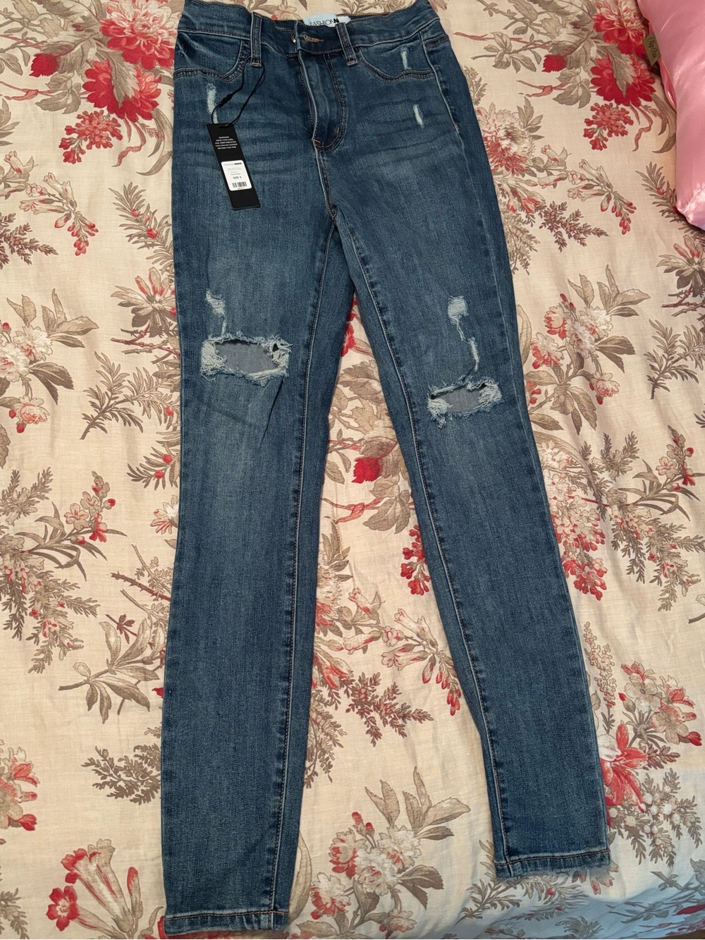 Fashion Nova Women's Distressed Booty Lifting  Skinny Jeans - Blue